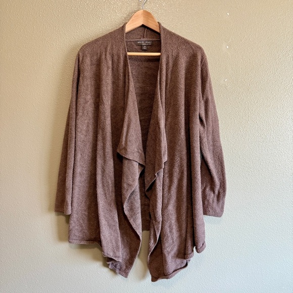 Barefoot Dreams Bamboo Chic Light Waterfall Cardigan in Taupe Brown - Picture 1 of 5